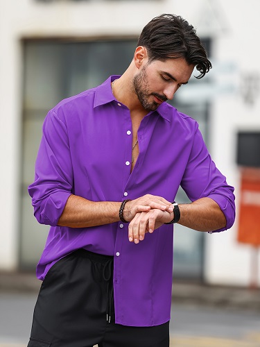 پیراهن مردانه بنفش جلوه ای خاص و ظاهر چشمگیر