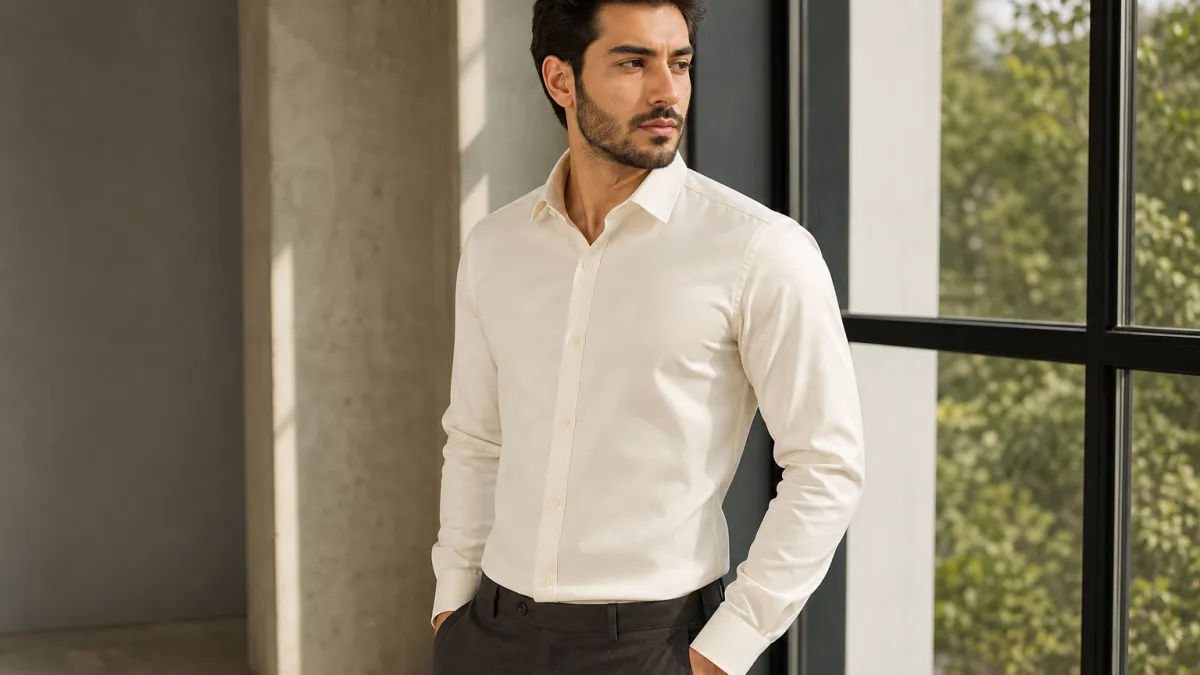 پیراهن مردانه شیری