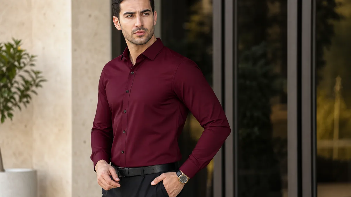 پیراهن مردانه زرشکی